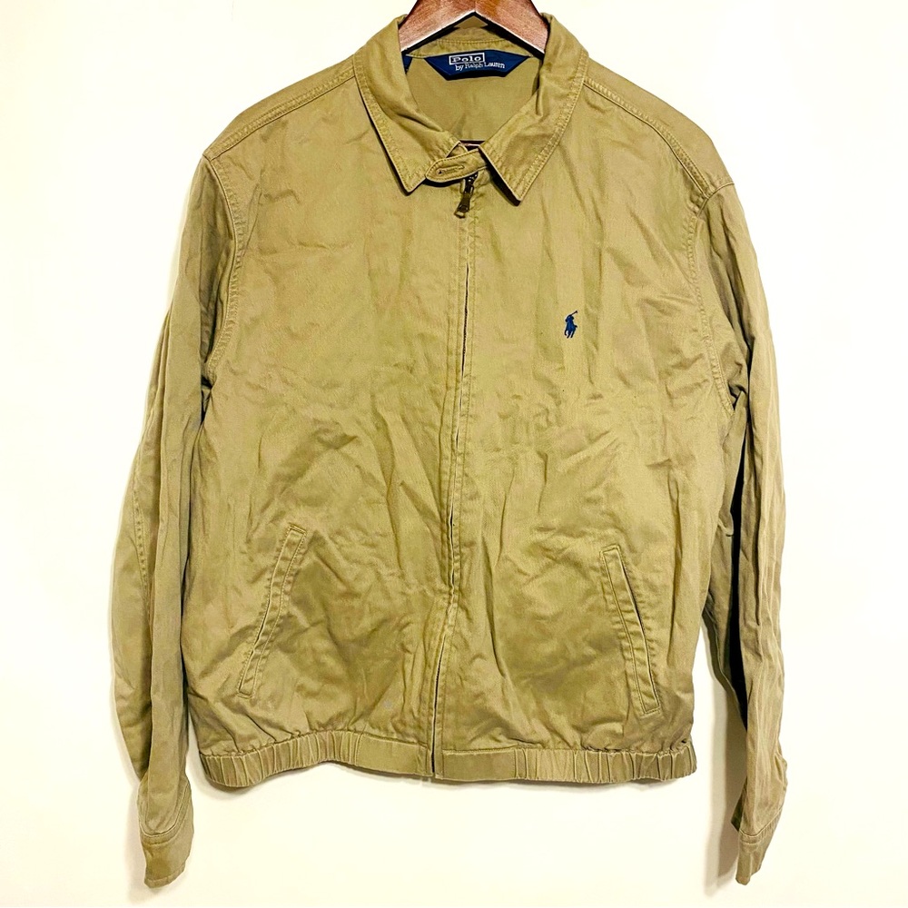 Polo By Ralph Lauren Mens Khaki Full Zip Light Weight Jacket Size Large